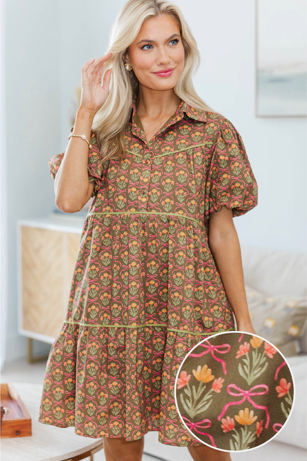 NURSING COLLECTION: Little Memories Olive Medallion Dress