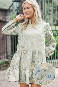 Always On My Mind Sage Brocade Babydoll Dress