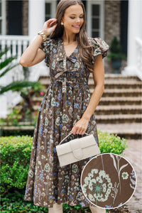 Days Like This Brown Floral Midi Dress