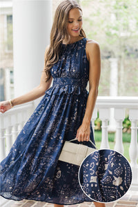Moonlit Bloom Navy Floral Midi Dress