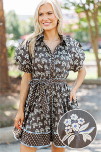 You Are Stars Brown Floral Dress