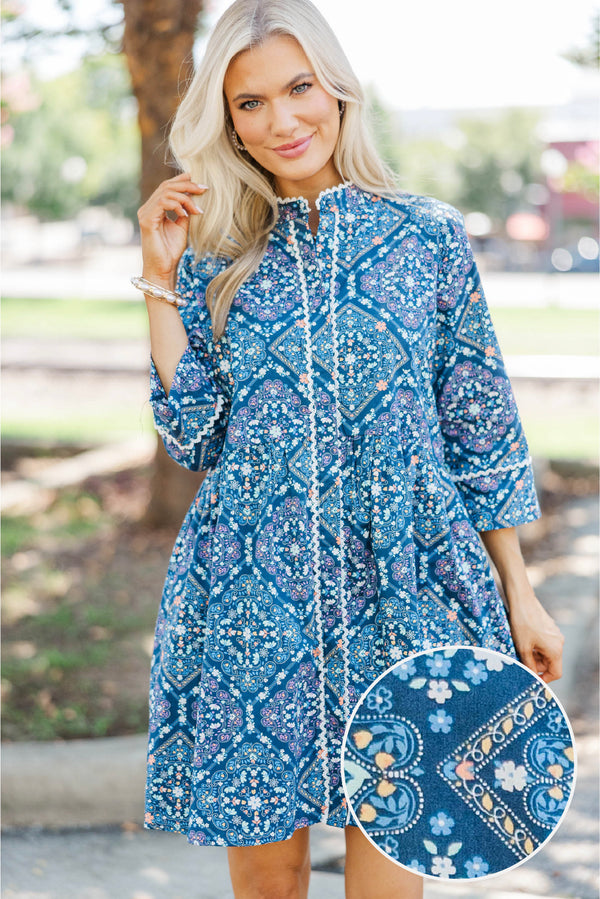 Always The One Navy Medallion Shift Dress, X-Large - The Mint Julep Boutique | Women's Boutique Clothing Always The One Navy Medallion Shift Dress, X-Large - The Mint Julep Boutique | Women's Boutique Clothing