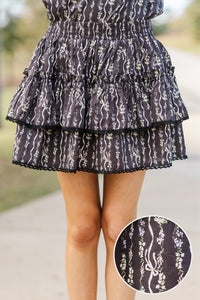 Girls: Sweet Dreams Black Bow Print Ruffled Skort