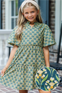 Girls: The Stephanie Green Medallion Babydoll Dress