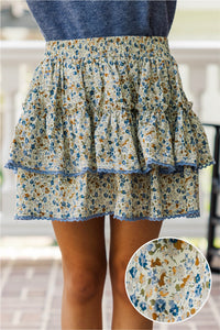 Girls: Sweet Dreams Brown Ditsy Floral Skort