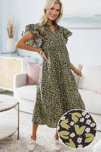 NURSING COLLECTION: Look You Up Gray Floral Midi Dress