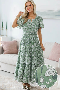 NURSING COLLECTION: It's In The Air Green Toile Midi Dress