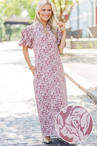 Listen To Me Mauve Floral Midi Dress