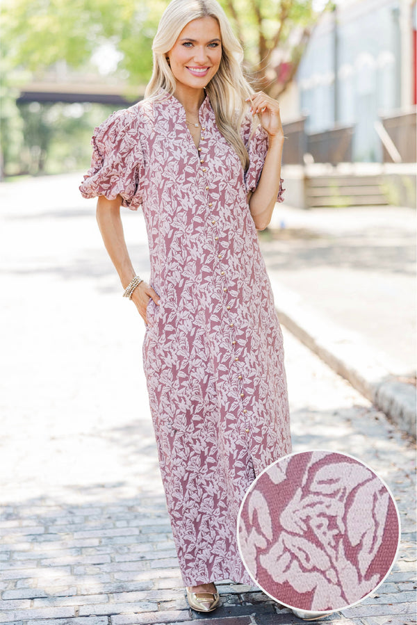 Listen To Me Mauve Floral Midi Dress