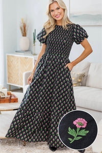 NURSING COLLECTION: Make The Right Choice Black Floral Medallion Maxi Dress