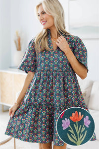 NURSING COLLECTION: Feeling Your Best Teal Medallion Dress