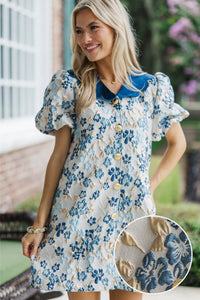 The Beauty In Me Navy Brocade Dress