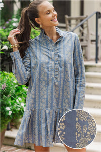 Looking For You Denim Blue Floral Shift Dress