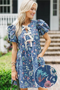 It's In The Wind Indigo Blue Ditsy Floral Dress