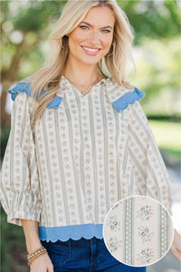 Out To The Cottage Cream Floral Blouse