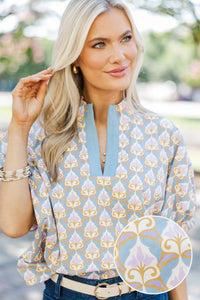 Way Back When Blue Medallion Blouse