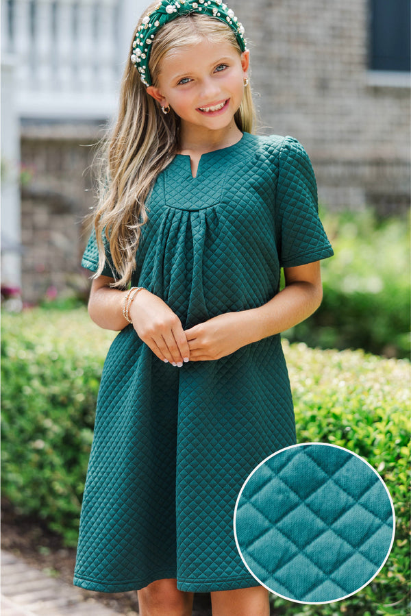 Girls: Nice To See You Emerald Green Textured Dress