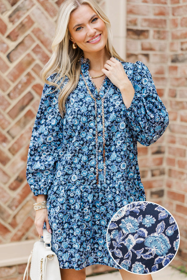 Like A Dream Navy Floral Babydoll Dress