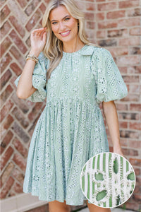 Dreaming Of The Day Green Striped Babydoll Dress