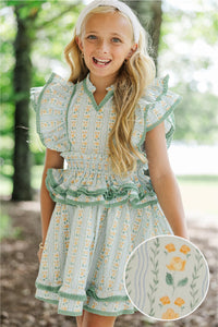 Girls: The Brinley Green Ditsy Floral Dress
