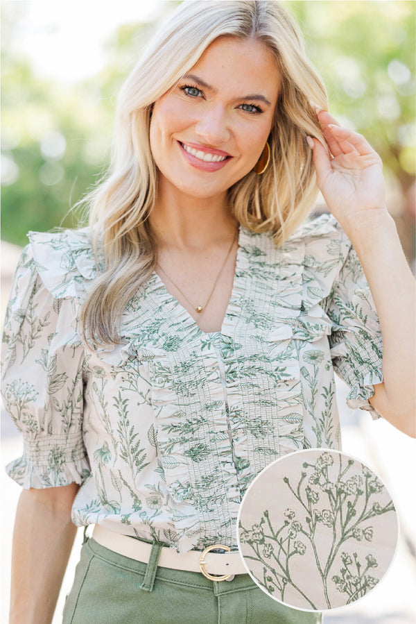 Candlelit Nights Olive Floral Blouse