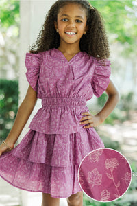 Girls: Find Yourself Purple Harvest Toile Print Dress