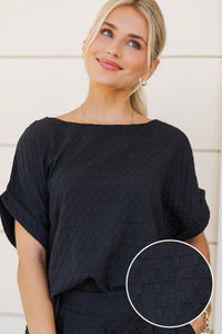 All Going Well Black Textured Top