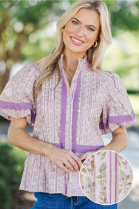 Let's Go Together Plum Floral Blouse