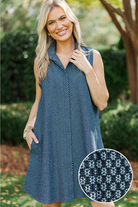 Catch Me Later Navy Ditsy Floral Dress