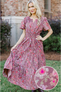 I'll Be Seeing You Brown Floral Maxi Dress