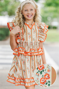 Girls: The Brinley Brown Ditsy Floral  Dress