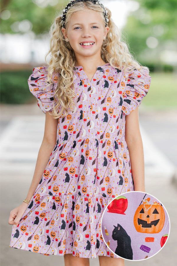 Girls: At This Time Trick or Treat Lavender Dress