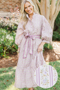 Hold On To Your Dreams Purple Floral Midi Dress