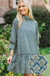 With Love, Always Navy Medallion Babydoll Dress