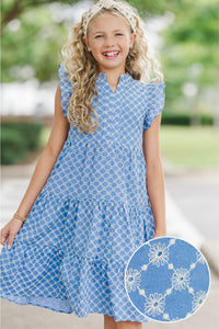 Girls: Make It Your Own Blue Eyelet Midi Dress
