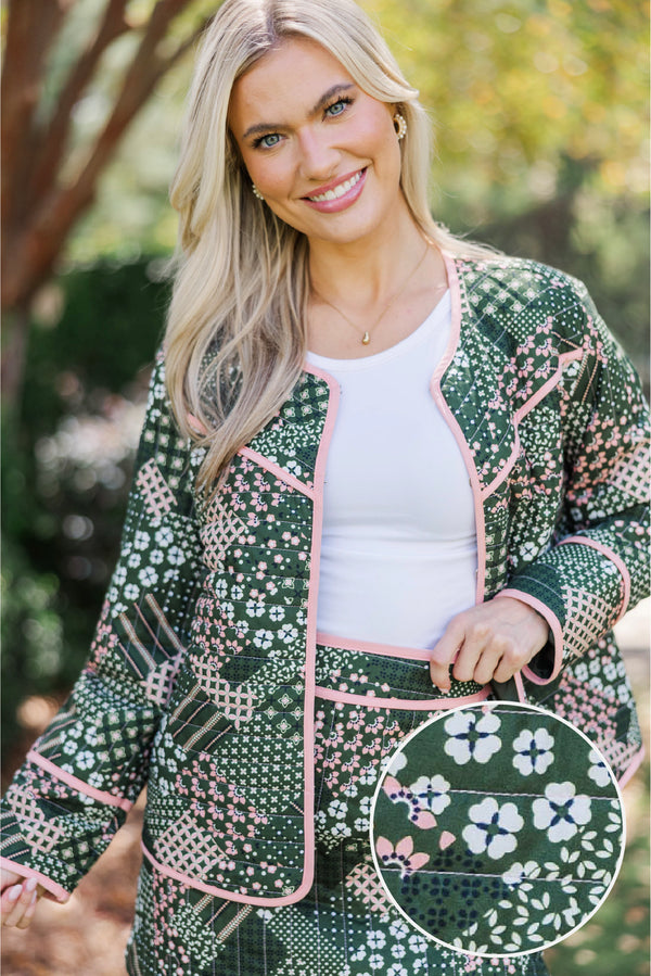 To The Countryside Olive Patchwork Jacket