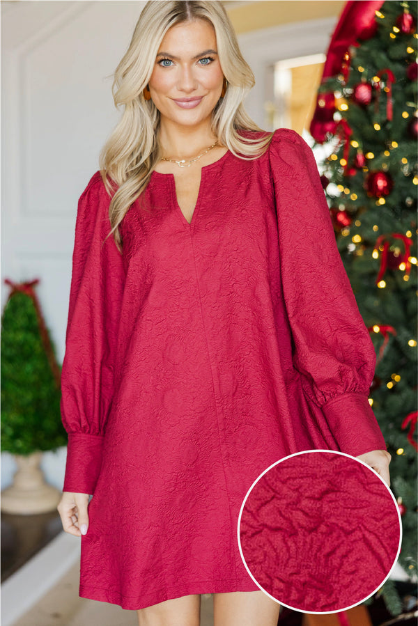 At A Glance Red Textured Dress