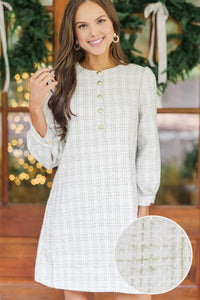 Feeling Like A Queen White Tweed Dress