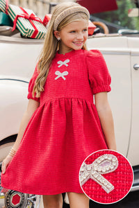 Girls: The Gwen Red Embellished Tweed Dress