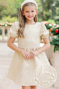 Girls: The Eloise Gold Floral Brocade Dress
