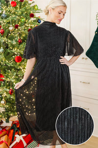 NURSING COLLECTION: Doing My Thing Black Shimmer Midi Dress