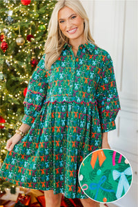 NURSING COLLECTION: Let's Be Jolly Green Bow Print Dress