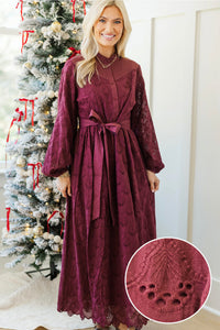 NURSING COLLECTION: Sweet Harmony Burgundy Eyelet Dress