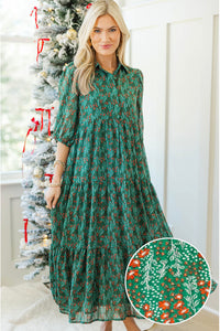 NURSING COLLECTION: Love Found Green Tiered Midi Dress