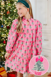 Girls: On Your Way Pink Tree Print Babydoll Dress