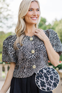 Something To You Black Leopard Cropped Jacket