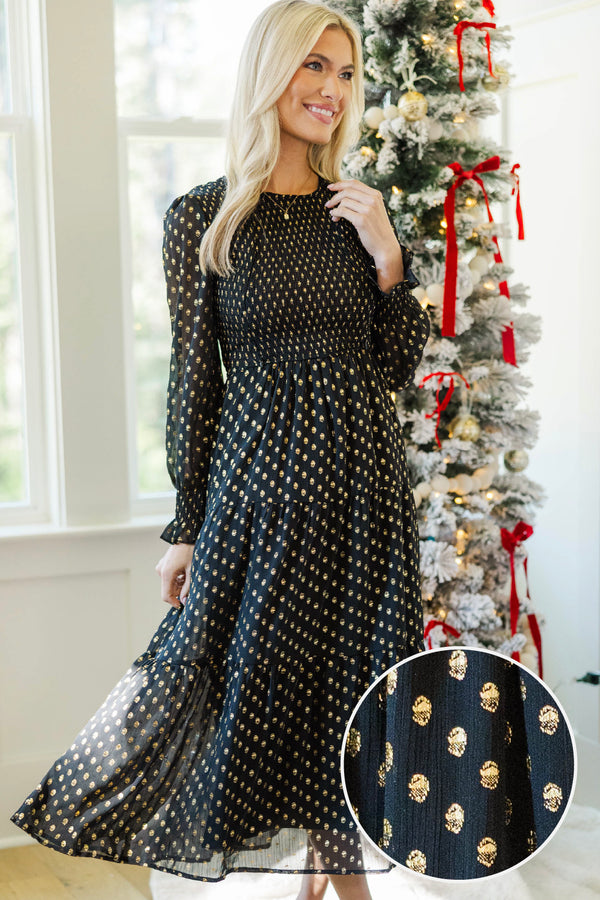 NURSING COLLECTION: Best Day Black Polka Dot Midi Dress
