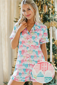All The Comfort Pink Christmas Village Pajama Set