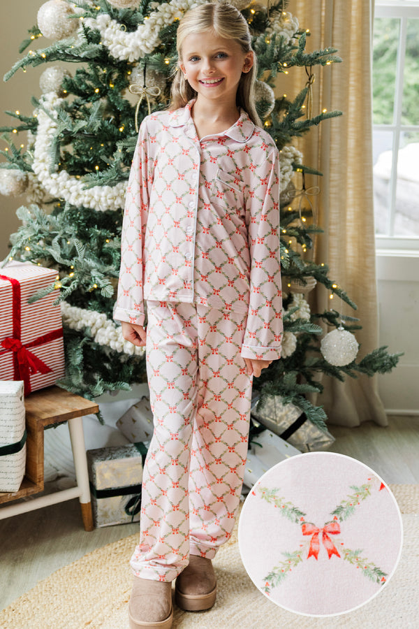 Girls: Dream Big Pink Bow Print L/S Bamboo Lounge Set