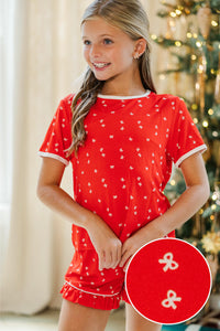Girls: All Snuggled Up Red Bow Print S/S Bamboo Lounge Set
